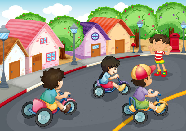 cartoon-child-bicycle-race-11049
