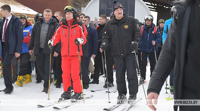 Лукашенко и Путин вместе вышли на горнолыжную трассу в Сочи