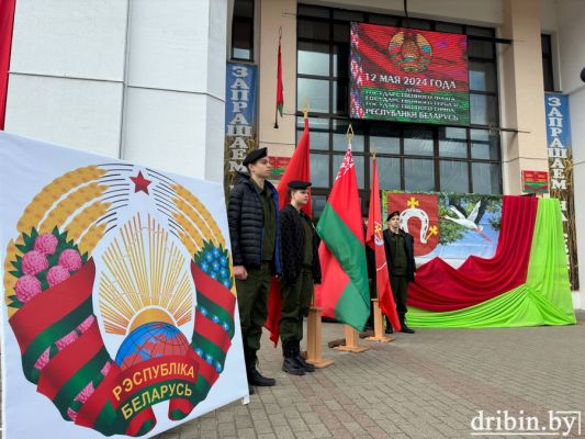 В Дрибине прошла торжественная церемония чествования Государственного флага, Государственного герба и Государственного гимна Республики Беларусь